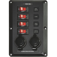 Blue Sea 4351 4-Position w/Sockets BelowDeck Circuit Breaker Panel