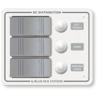Blue Sea 8274 Water Resistant Contura Circuit Breaker Panel 3 Position-White