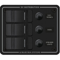 Blue Sea 8374 Water Resistant Contura Circuit Breaker Panel 3 Position-Black