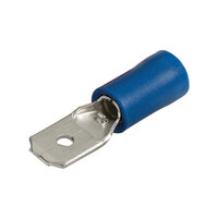 Blue Male Spade Terminal 6.3mm - 10 Pack