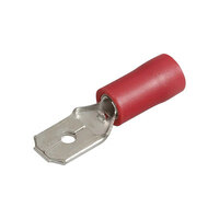 Red Male Spade Terminal 6.3mm - 10 Pack