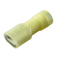 Yellow Female Spade Terminal 6.3mm Insulated - 10 Pack