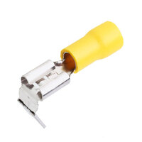 Yellow 2-Way Spade Terminal 6.3mm Piggyback - 10 Pack