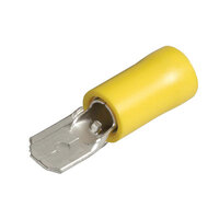 Yellow Male Spade Terminal 6.3mm - 10 Pack