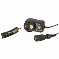 3-12V DC 12W Power Supply w/7 DC Plugs and USB Outlet - MP3312