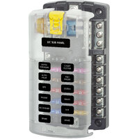 Blue Sea 5026 ST Blade Fuse Block - 12 Circuits with Negative Bus and Cover