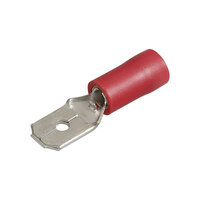 Red Male Spade Terminal 6.3mm - 100 Pack