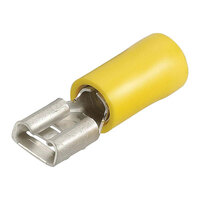 Yellow Female Spade Terminal 6.3mm - 100 Pack