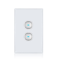 Transco White 2-Gang Glass-look OPAL LED Press Push Button Switch 10A
