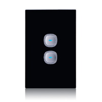 Transco Black 2-Gang Glass-look OPAL LED Press Push Button Switch 10A
