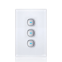 Transco White 3-Gang Glass-look OPAL LED Press Push Button Switch 10A