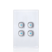 Transco White 4-Gang Glass-look OPAL LED Press Push Button Switch 10A