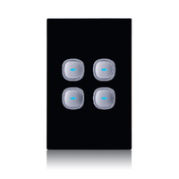Transco Black 4-Gang Glass-look OPAL LED Press Push Button Switch 10A