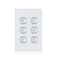 Transco White 6-Gang Glass-look OPAL LED Press Push Button Switch 10A