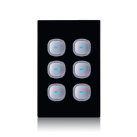 Transco Black 6-Gang Glass-look OPAL LED Press Push Button Switch 10A