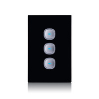 Transco Black 3-Gang Glass-look OPAL LED Press Push Button Switch 10A