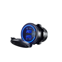 Dual USB-A QC3.0 12/24v Flush Mount Socket - Blue