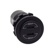Dual USB-C PD60W 12/24v Surface Mount Socket - Blue