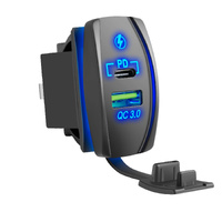 Dual USB-A / USB-C QC3.0/PD18W 12/24v Contura Mount - Blue